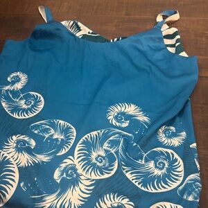 White House Black Market Blue and White Seashell Camisole